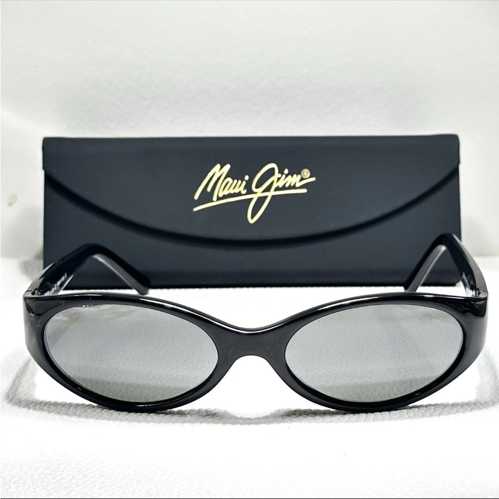 MAUI JIM MALIA MJ 125-02 GLOSS BLACK WITH GREY POLARIZED OVAL SUNGLASSES NEW - Picture 2 of 4